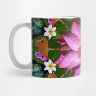 Tropical Pink Flamingos, Botanical Mandala Mug